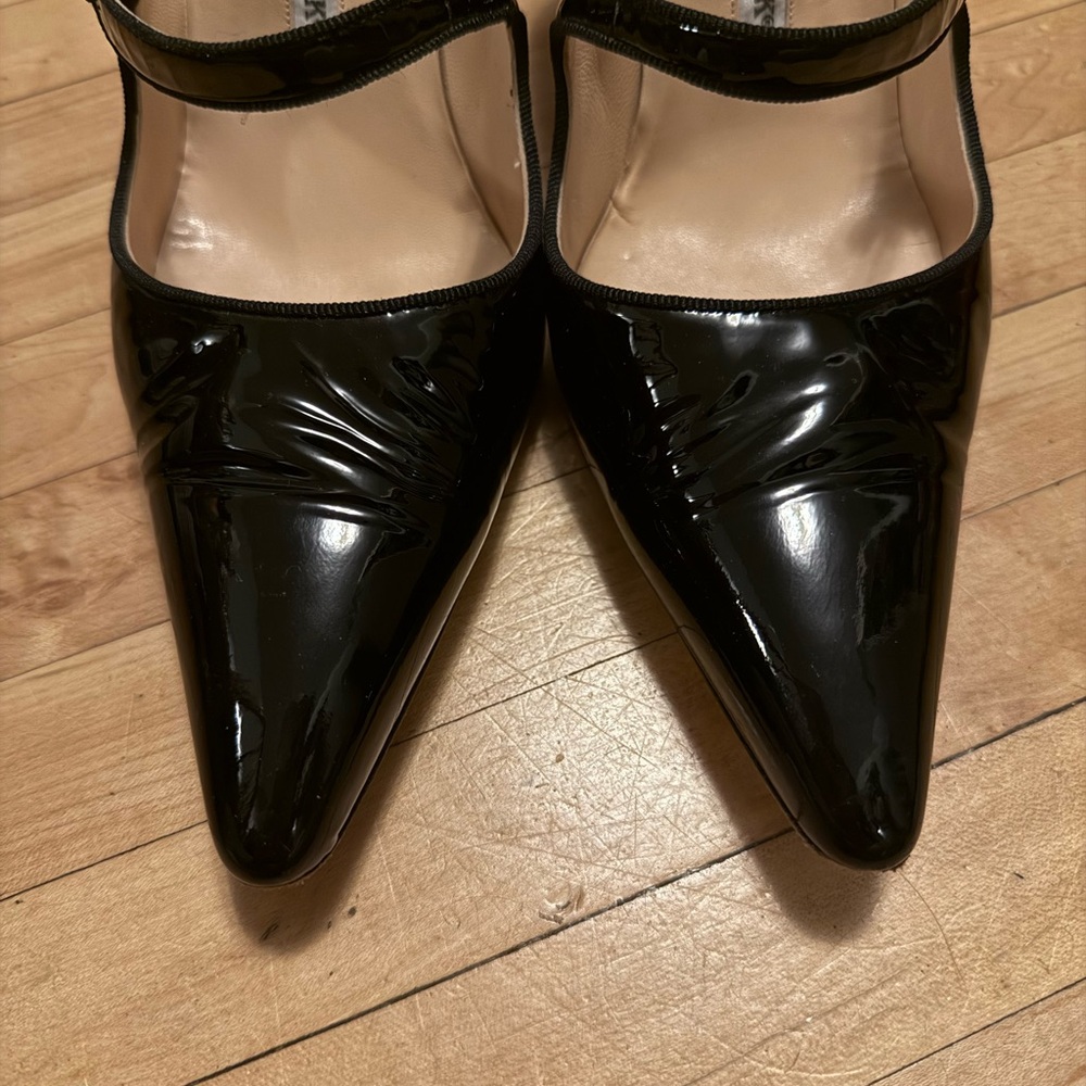 Manolo Blahnik Campari Black Patent Leather Heels Mary Jane Strap Classic 39.5 - Picture 4 of 15
